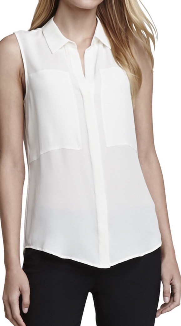 Theory Duria Sleeveless Silk Button Up Top NWT Women's Size M