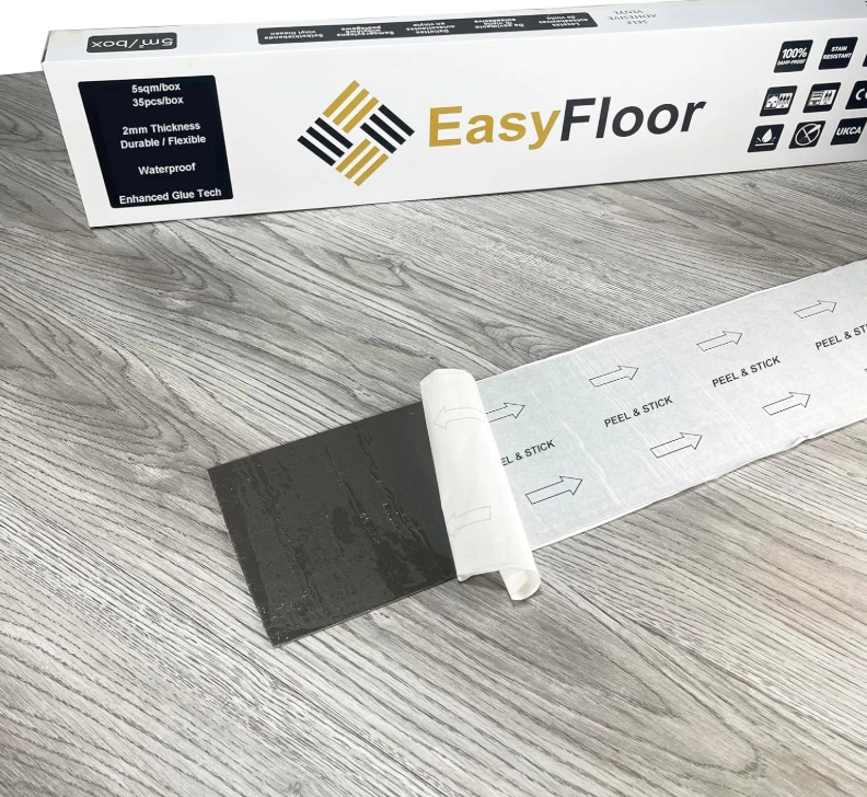 EasyFloor Azulejos Vinilo Autoadhesivos Gris Aspecto Madera 15x90 cm 33 Piezas