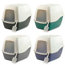 KCT CAT HOODED LOO KITTEN LITTER TRAY LARGE ENCLOSED BOX TOILET WITH LID SCOOP