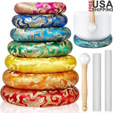 Meditation Singing Bowl Set Cushions Mallets Stress Relief Sound Therapy New