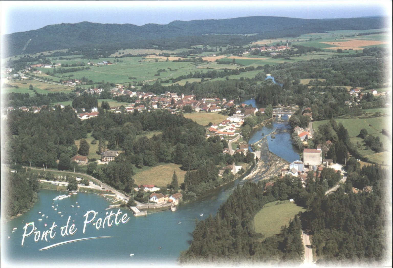 Pont de Poitte France Aerial View Postcard Jura Region River Lake Village