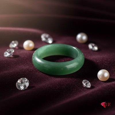 Zertifizierter natürlicher burmesischer Jadeit Jade Ring/durchsichtig einzigartig grün/ Typ A Jade