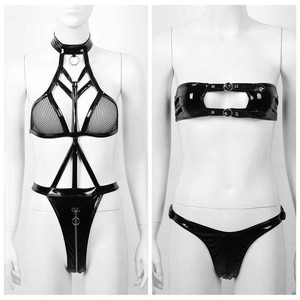Women/'s Latex Leather Teddy Bodysuit Jumpsuit Wet Look Nightclub Romper Lingerie