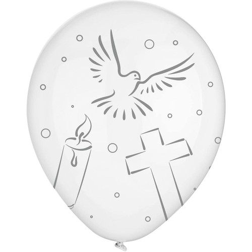 8 Luftballons Kommunion Latex-Ballons mit Tauben-Motiv Taufe Heliumballons Deko