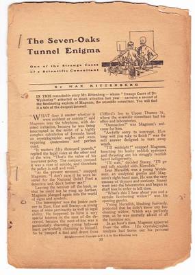 SEVEN OAKS TUNNEL ENIGMA by Max Rittenberg BLUE BOOK November 1913 pulp excerpt