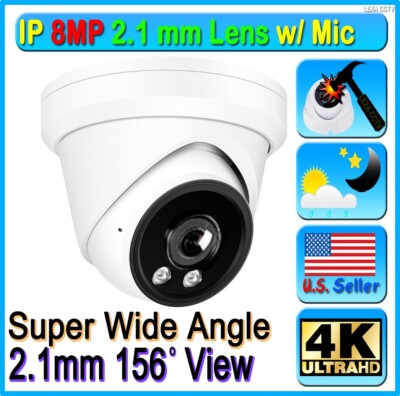 8MP 4k POE IP ONVIF Camera 156 degree 2.1mm Built in Mic Uniview