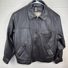 Eddie Bauer Legend Dark Brown Black Leather Journeyman Bomber Jacket Mens XL