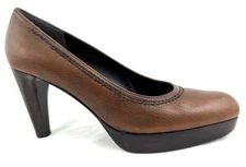 STUART WEITZMAN Brown Platform Pumps Leather SPAIN~US 7 M RUNS NARROW $385 VEUC*