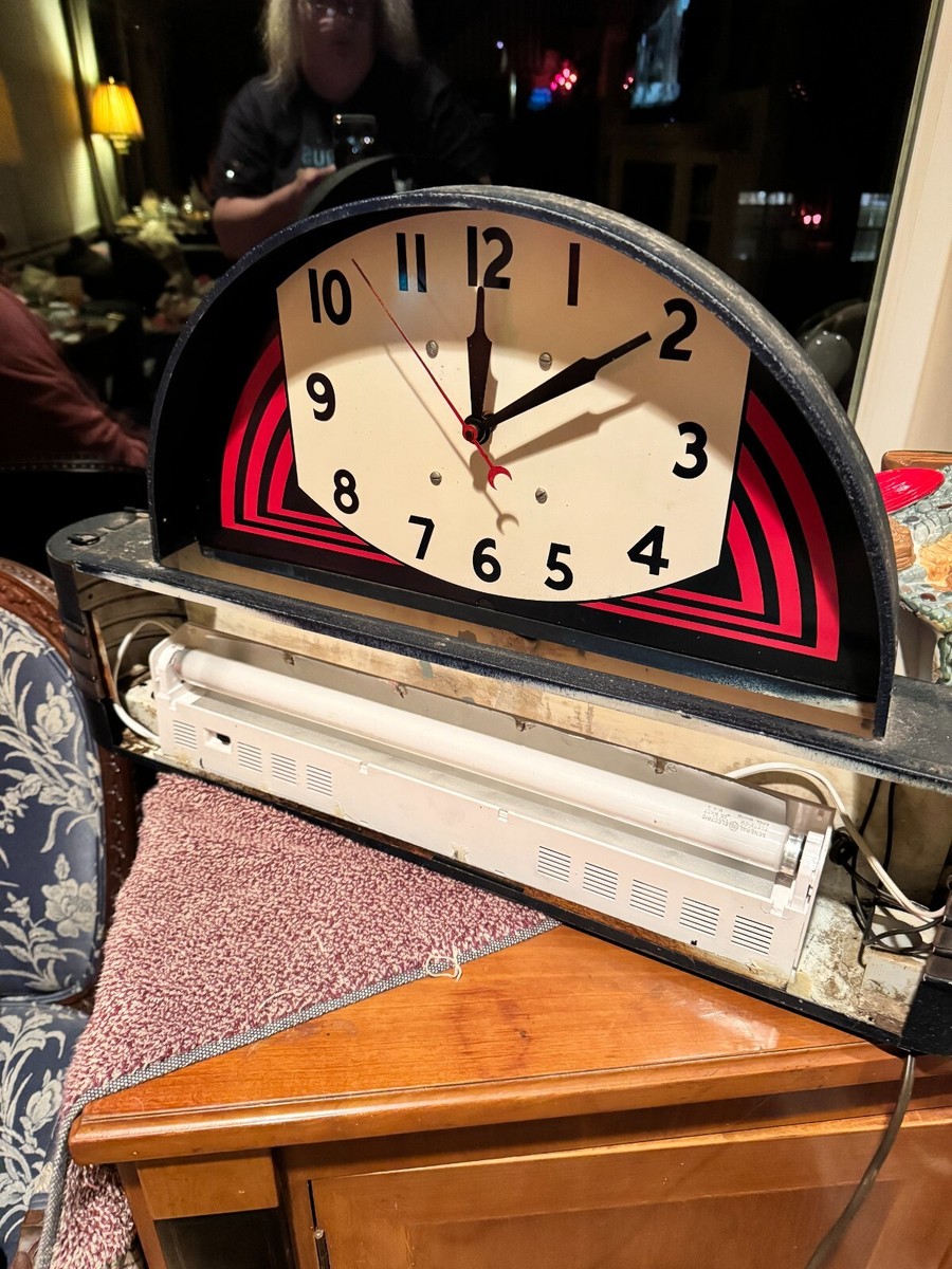 Vintage 1940s PASTIME CLUB Champion Spark Plug Art Deco Clock