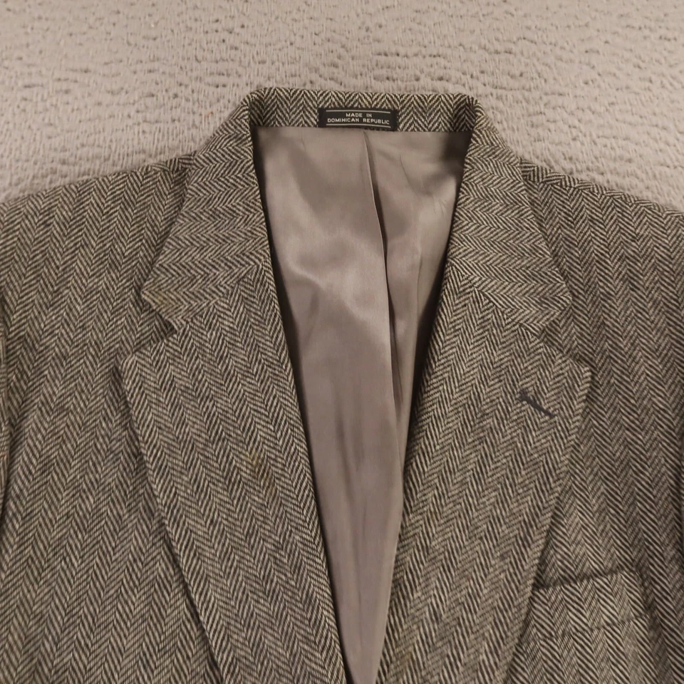 VTG Tweed Jacket M Gray Black 100% Wool Lambswool Blazer Sport Coat 42S - Image 2 of 4