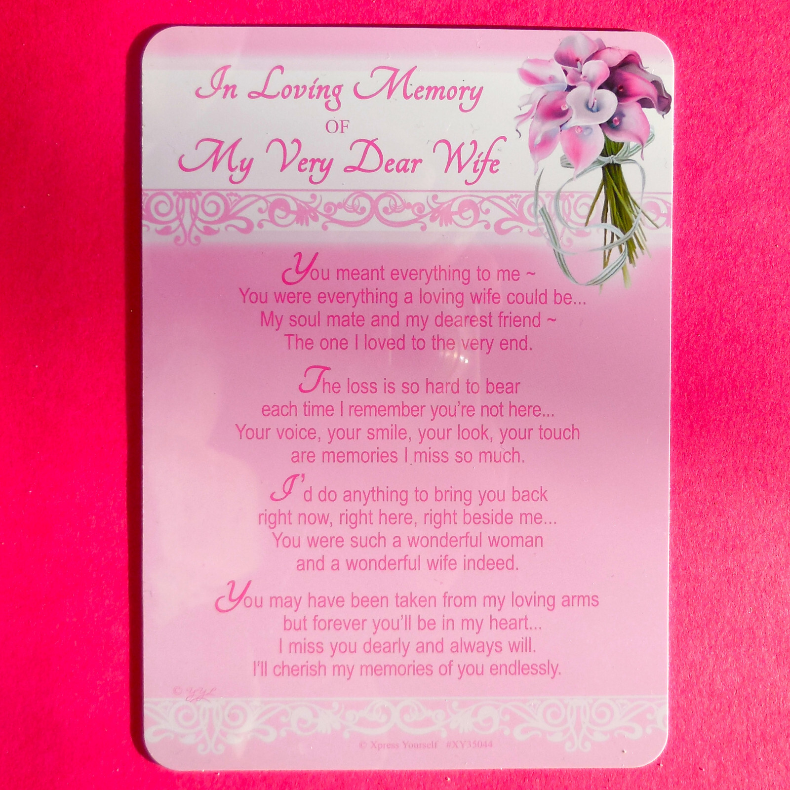 WIFE In Loving Memory Graveside Memorial Card Keepsake Poem FREE P&P