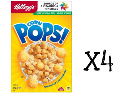 4 Boxes Kellogg's Corn Pops Cereal 320g 11oz From Canada Fresh