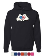 I Heart USA Cartoon Hands Hoodie 4th of July Cute American Flag Sweatshirt