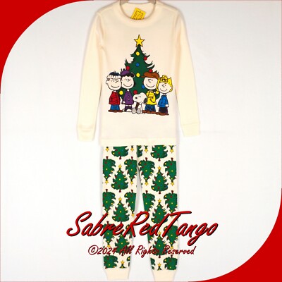 NWT HANNA ANDERSSON ORGANIC LONG JOHNS PAJAMAS PEANUTS SNOOPY - Main Image