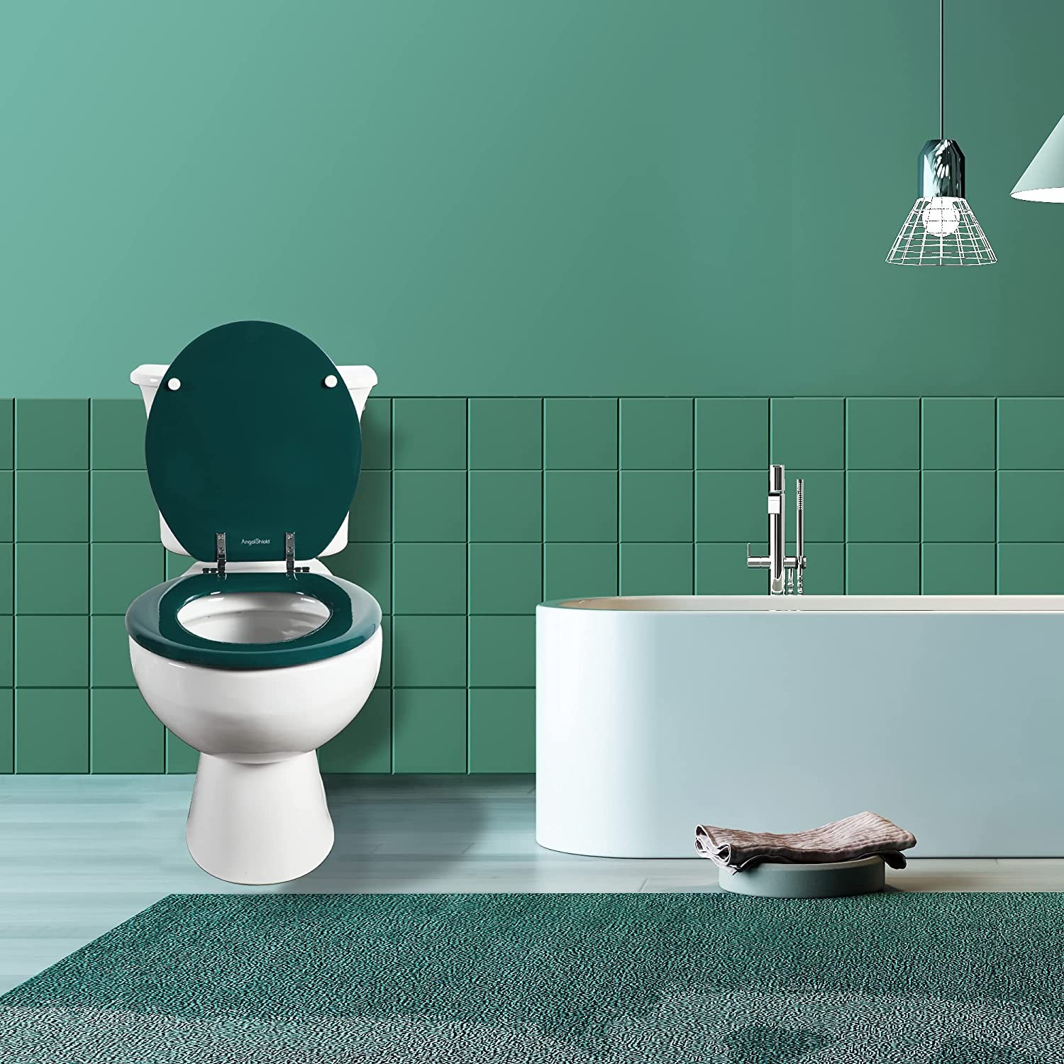 Dark Green round Toilet Seat Natural Wood Toilet Seat with Zinc Alloy