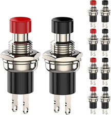 10 Pcs SPST Mini Momentary Push Button Switch 1A 250VAC NC Black Red Cap