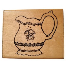 Rubber Stamp Teapot Victorian Wood Mounted Crafts