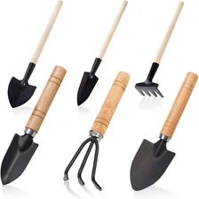 Small Garden Tool Set, 6 Pieces Iron Gardening Kit Including Hand Shovel, 