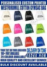Personnalisé Westford Coton Sac de Gym SPORTS École Corde Serrage WM110