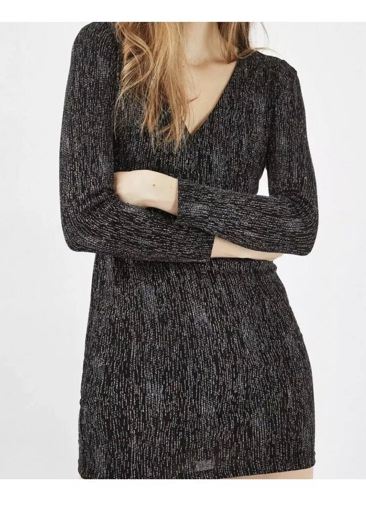 topshop sparkly bodycon dress Glitter Sparkle Party size 4 this stylish dress combines Purples AllSaints Bryony Rosalia Satin Size:6 US Men (5 AU/UK)