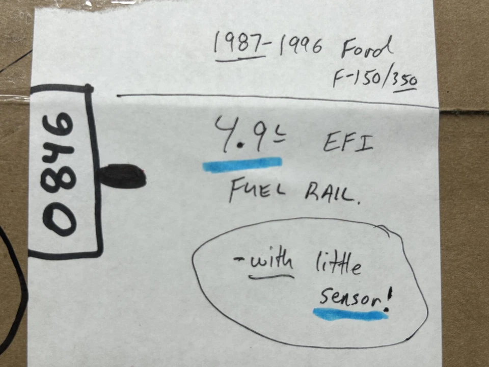 87-96 Ford F-150 F-350 - 4.9L - 300 cid - CARRIL DE INYECCIÓN DE COMBUSTIBLE efi inyector de gas Foto 2 de 4