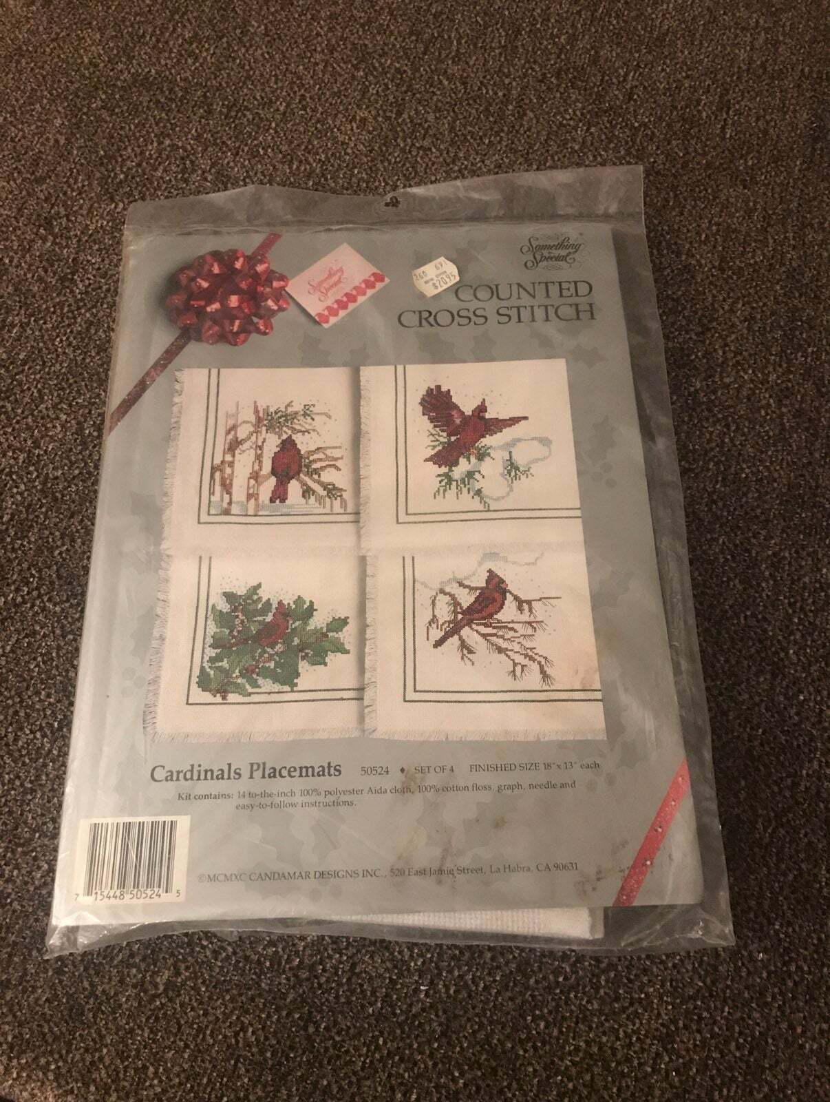 NWT Cardinal cross stitch placemats kit with floss eBay