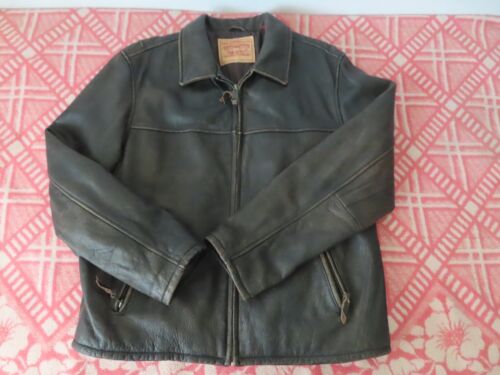 vintage levis lined leather jacket bomber  large - Picture 1 of 13