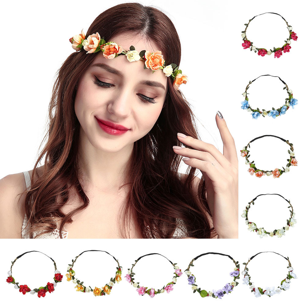 Women Wedding Flower Hair Garland Crown Headband Floral Wreath Hairband