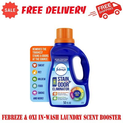 Febreze & Oxi In-Wash Laundry Scent Booster With Stain & Odor Eliminator, 50 oz