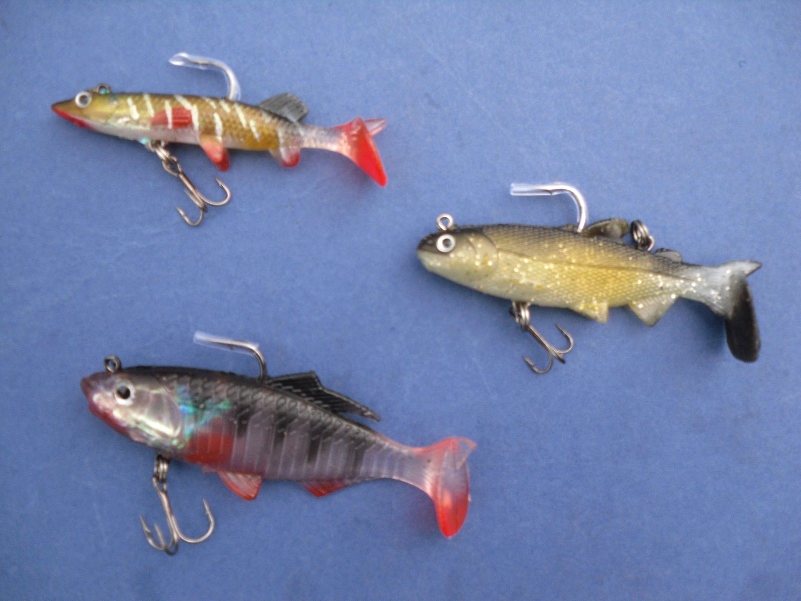 3 MIXED SOFT BAIT JIG HEAD SHADS GAME SEA COARSE FISHING JACK PIKE JERK LURES