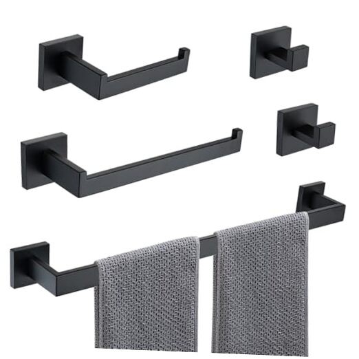 Premium 5-Piece Matte Black SUS304 Bathroom Hardware Set