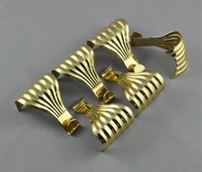 PICTURE RAIL HOOK-SIX (6)-SOLID POLISHED BRASS-heritage-ribbed-victorian-hanging