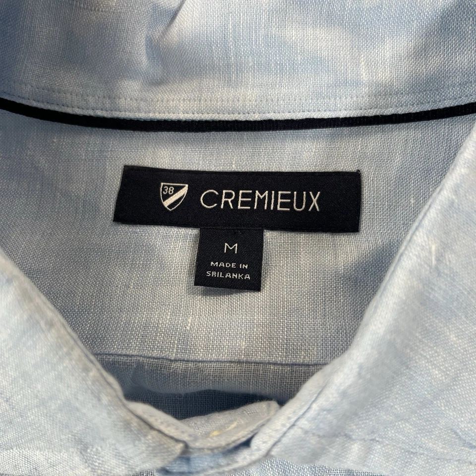 Cremieux Shirt Mens M Linen Stripe Blue Long Sleeve Button Up Preppy Classic - Image 2 of 4
