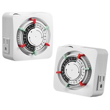 Mechanical Timer with 2 Grounded Outlets, Indoor Electrical Plug in Timer with T