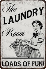 Tin Metal Sign Laundry Loads Of Fun Wall Decor for Home Yard Garage 8x12