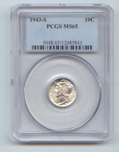 1943-S Mercury Dime, PCGS MS-65
