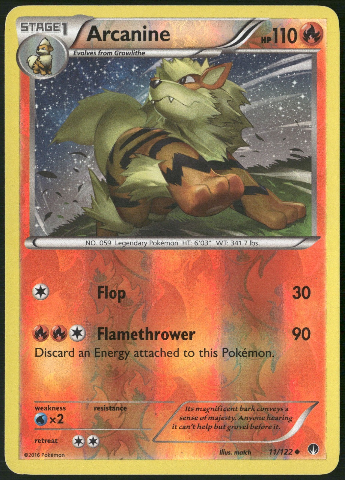 Arcanine Reverse Holo 11/122 XY - BREAKpoint LP