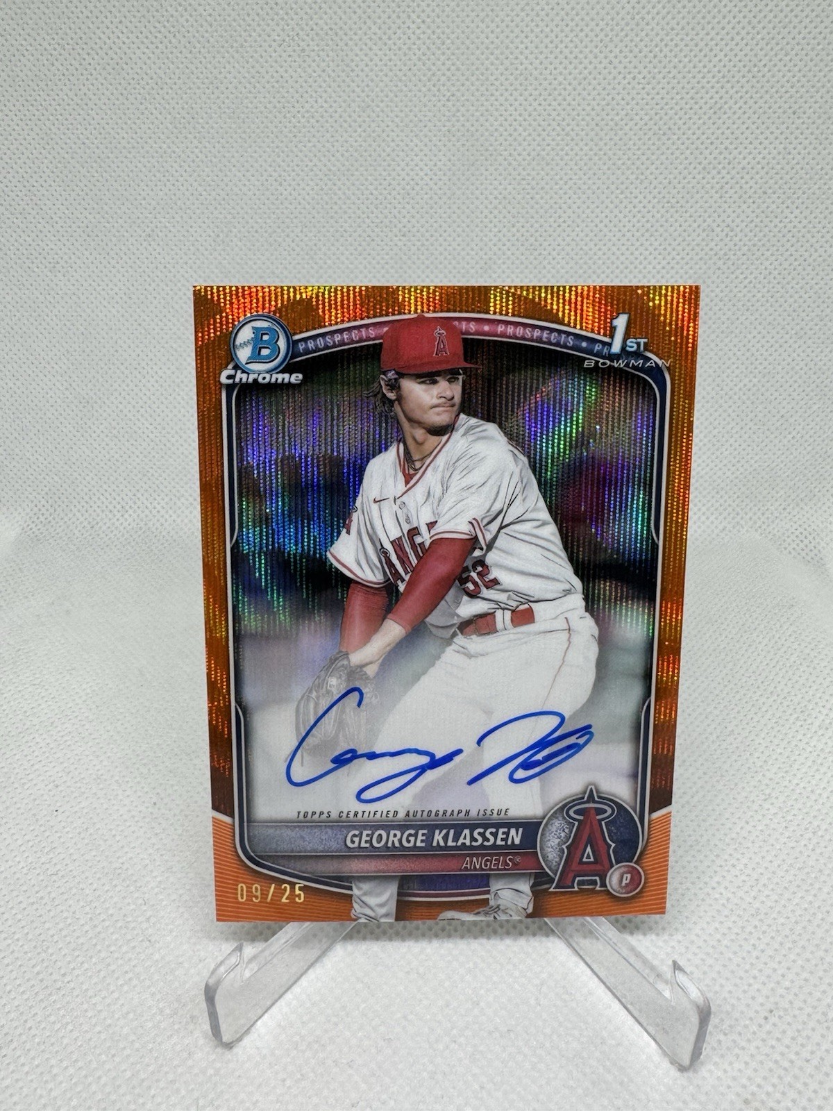 2025 Bowman George Klassen Chrome Auto Orange Wave Refractor 1st Prospect #1/25