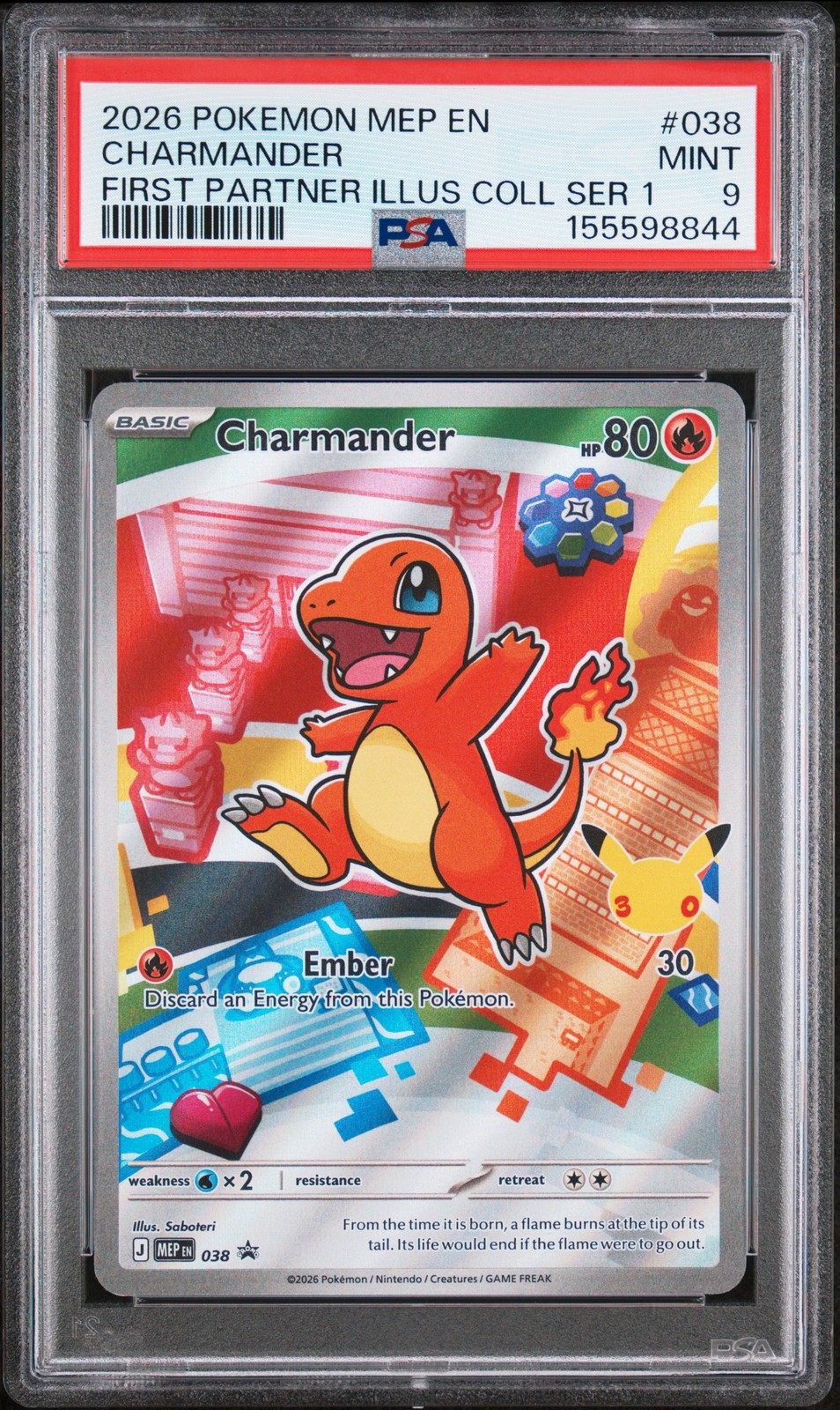 2026 POKEMON MEP EN-ME BLACK STAR PROMO #038 CHARMANDER PSA 9