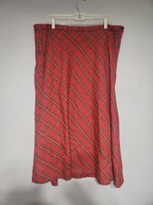 Vintage Simon Ellis Red Tartan Plaid A-Line Skirt. Plus Size 20W. Festive