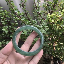 Certified Burma Jadeite Hand Carved Jade Women's Bangle Polished Bracelet58x12mm