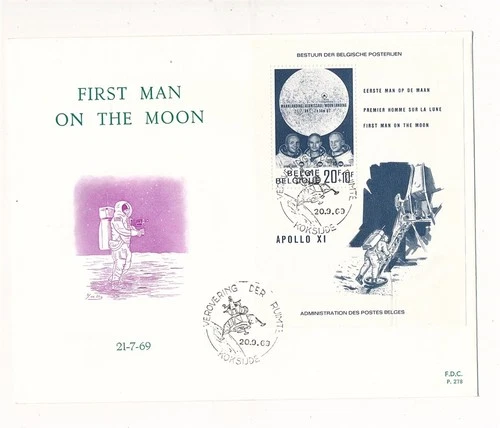 D326967 Belgium FDC P.278 Spacecover First Man on the Moon Apollo 11