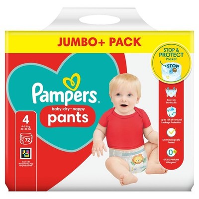 NEW Pampers Baby Dry Windelhose Größe 4 72 Windeln 9-15 kg Jumbo+ Pack
