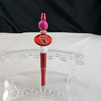 Arizona Cardinals Football Pink Silicone Beaded Refillable Pen Extra Black Ink 