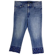 Lauren Ralph Lauren Straight Crop 12P 32X22 Blue Jean Skinny Embroidered