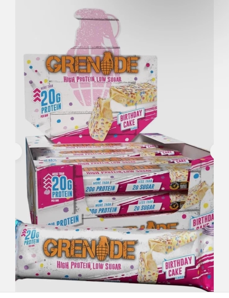 12 x 60g Birthday Cake Grenade High Protein Bars Low Sugar Carb BBE 4/26
