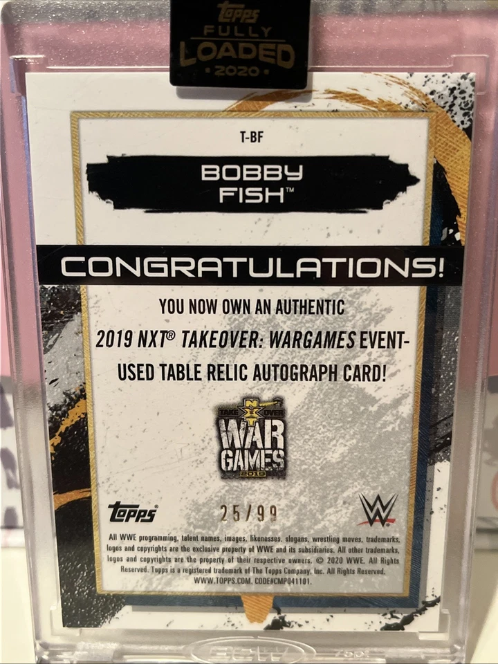 Bobby Fish 2019 Topps WWE NXT Takeover Autograph Relic #25/99 - Image 2 of 2