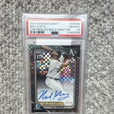 Bowman 2024 Draft Nick Kurtz Chrome Prospect Auto Black X-Fractor /10 PSA 10