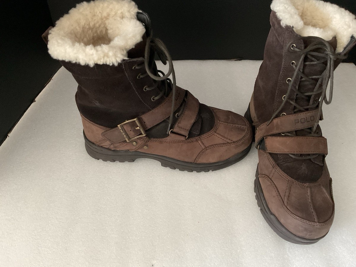 Polo Ralph Lauren Tavin Brown Leather Winter BOOTS Big Boys