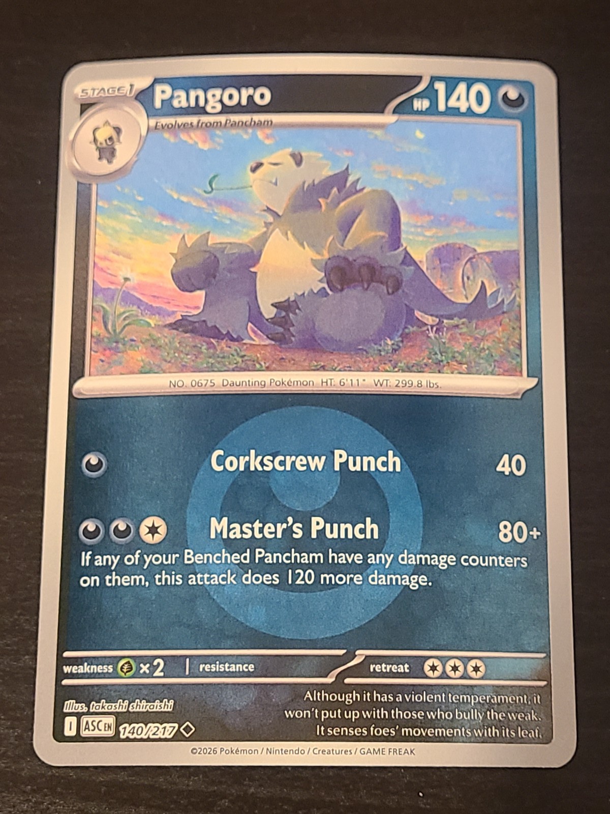 Pangoro (Energy Symbol Pattern) Pokemon TCG  Ascended Heroes #140/217 Rev Holo
